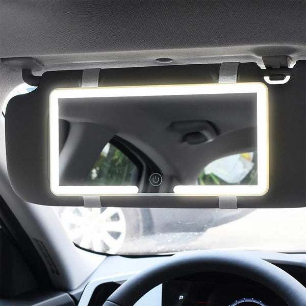 LED Touch Screen Car Sun Visor Makeup Mirror - Adjustable Brightness, Rechargeable HD Vanity Mirror for Stylish Car Accessories