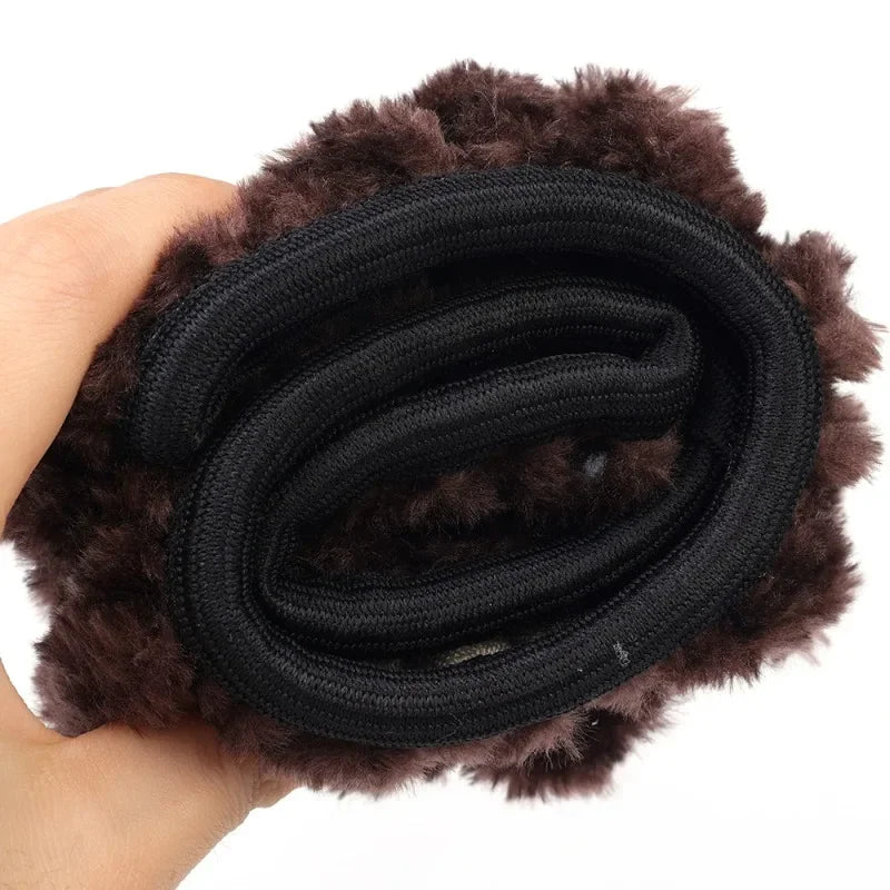 Black Plush Steering Wheel Cover